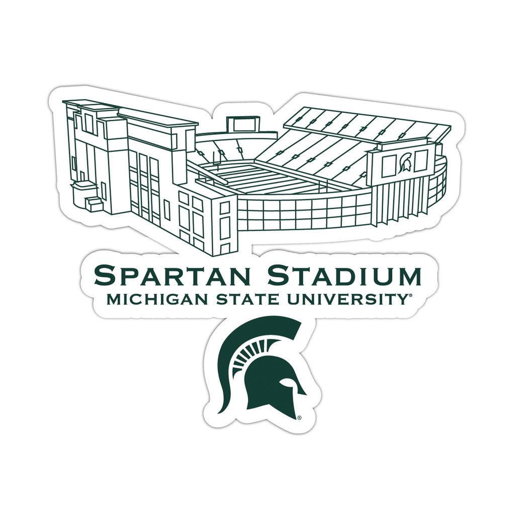 Michigan State Spartans Stadium Line Art Decal 4" x 6"