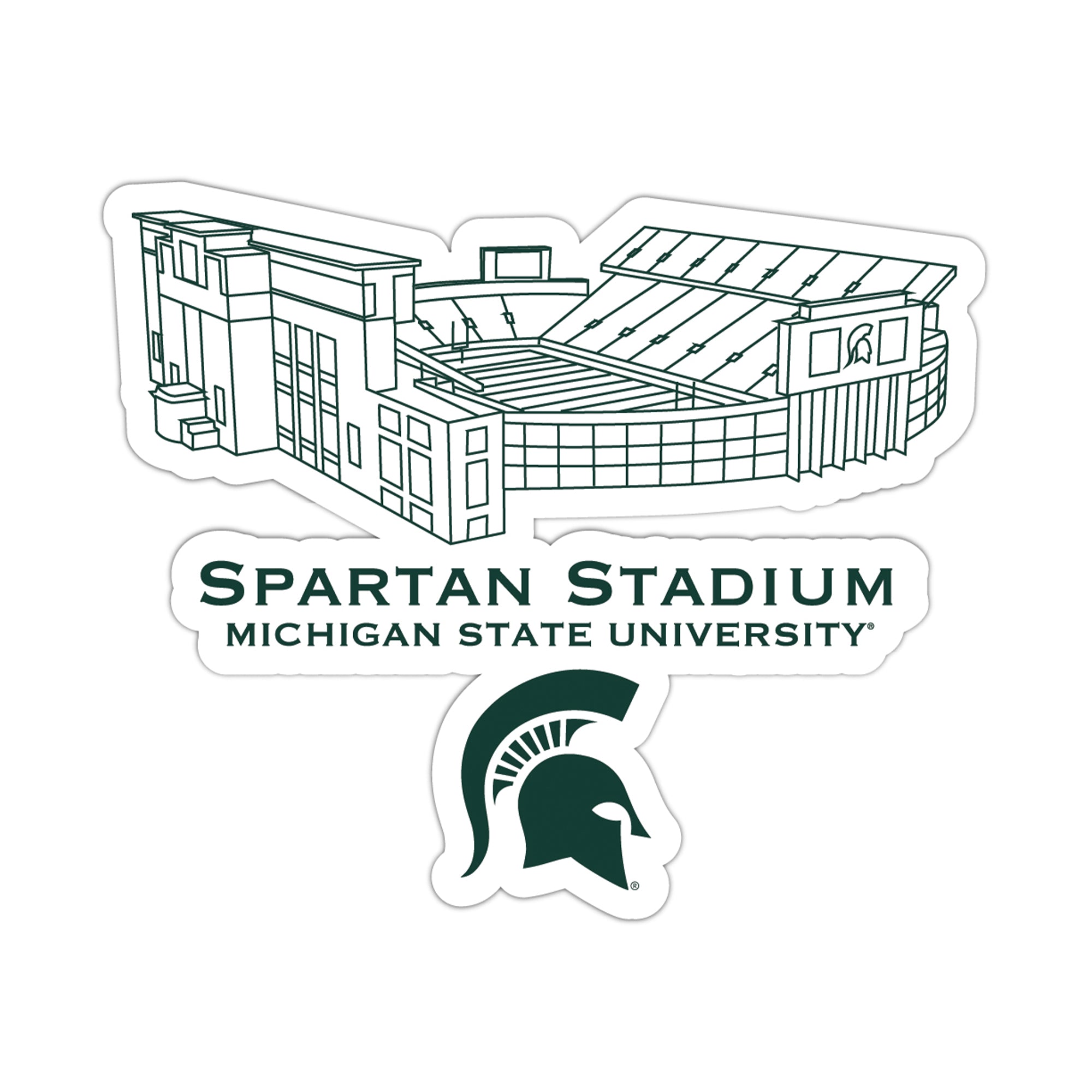 Michigan State Spartans Stadium Line Art Decal 4" x 6"