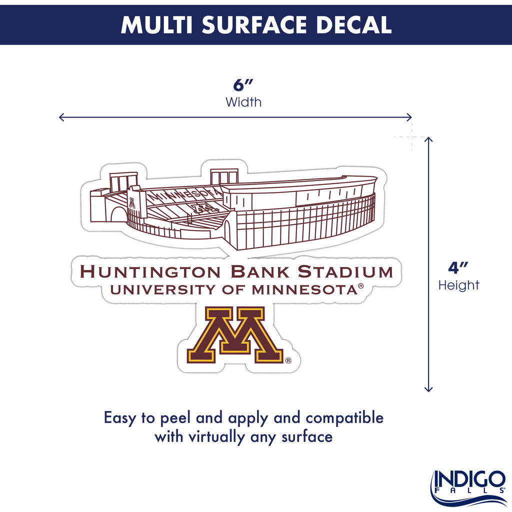 Minnesota Golden Gophers Stadium Line Art Decal 4" x 6"