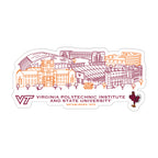 Virginia Tech Hokies Campus Line Art Decal 4" x 6"