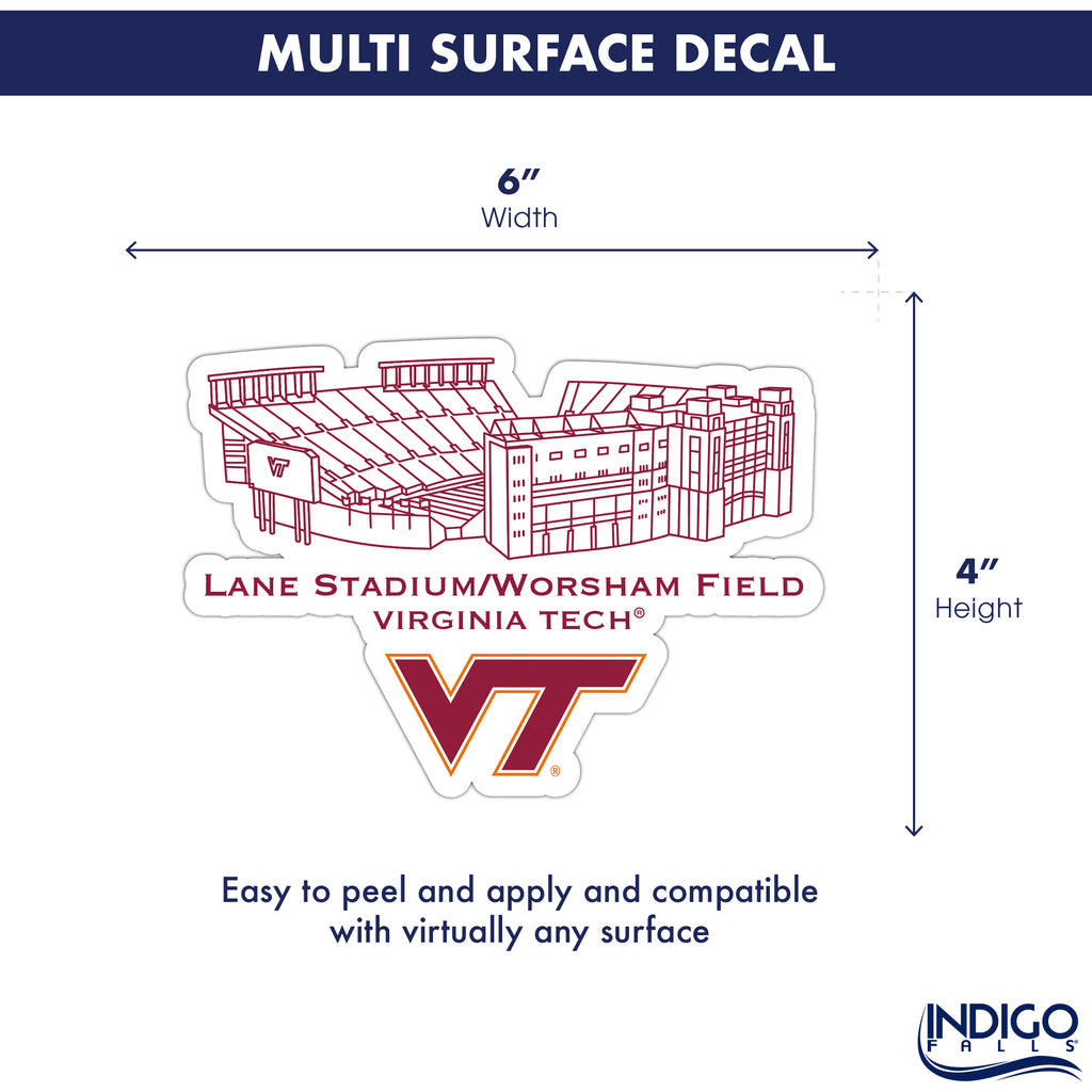 Virginia Tech Hokies Stadium Line Art Decal 4" x 6"