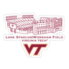 Virginia Tech Hokies Stadium Line Art Decal 4" x 6"