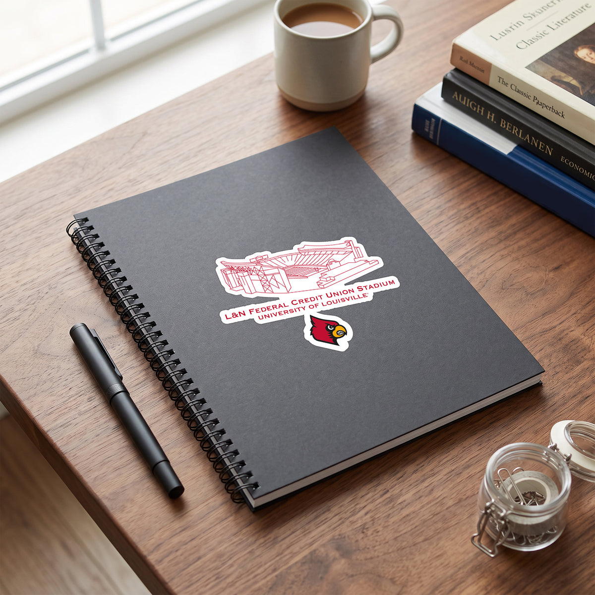 Louisville Cardinals Stadium Line Art Decal 4" x 6"