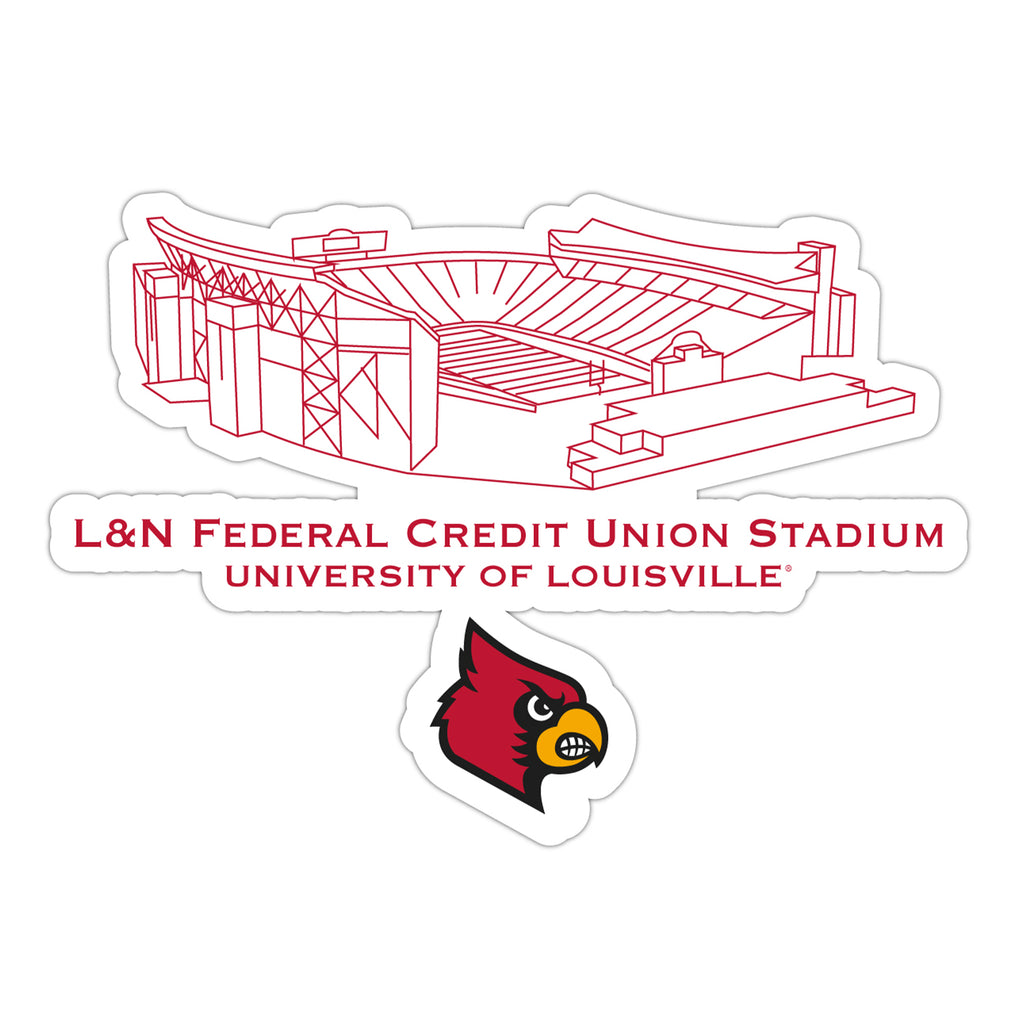 Louisville Cardinals Stadium Line Art Decal 4" x 6"