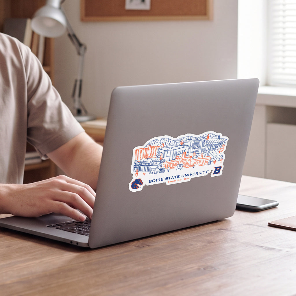 Boise State Broncos Campus Line Art Decal 4" x 6"
