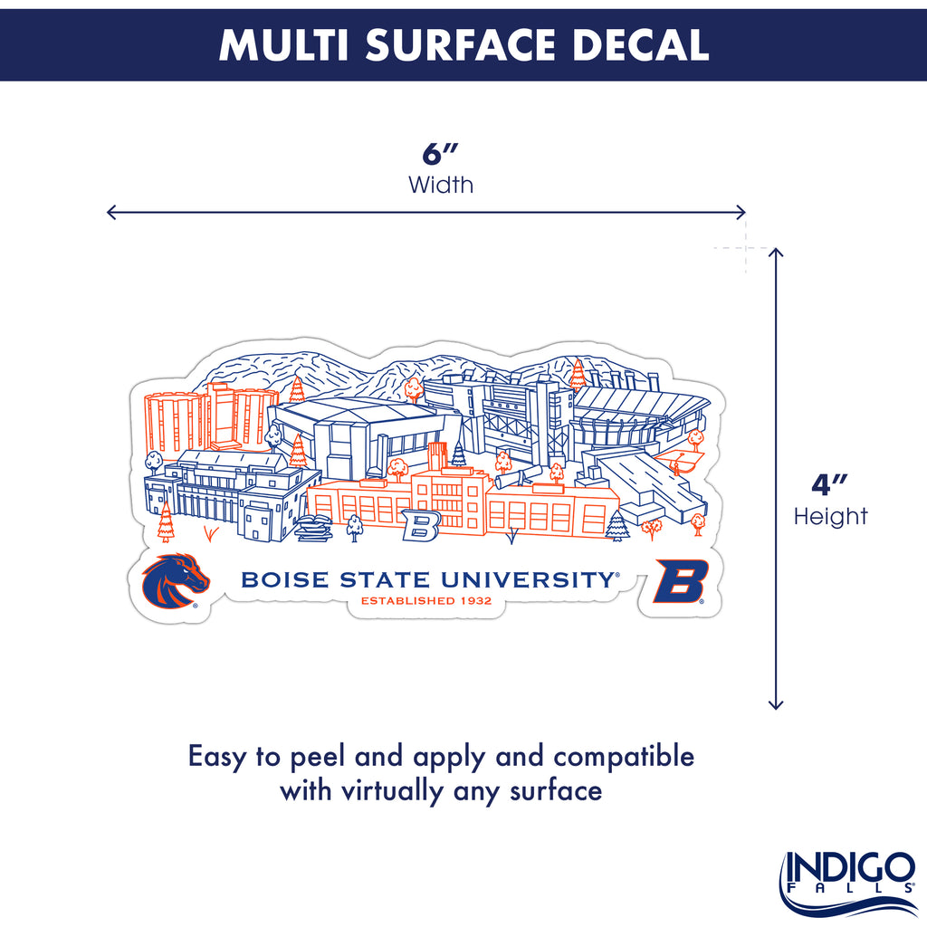 Boise State Broncos Campus Line Art Decal 4" x 6"
