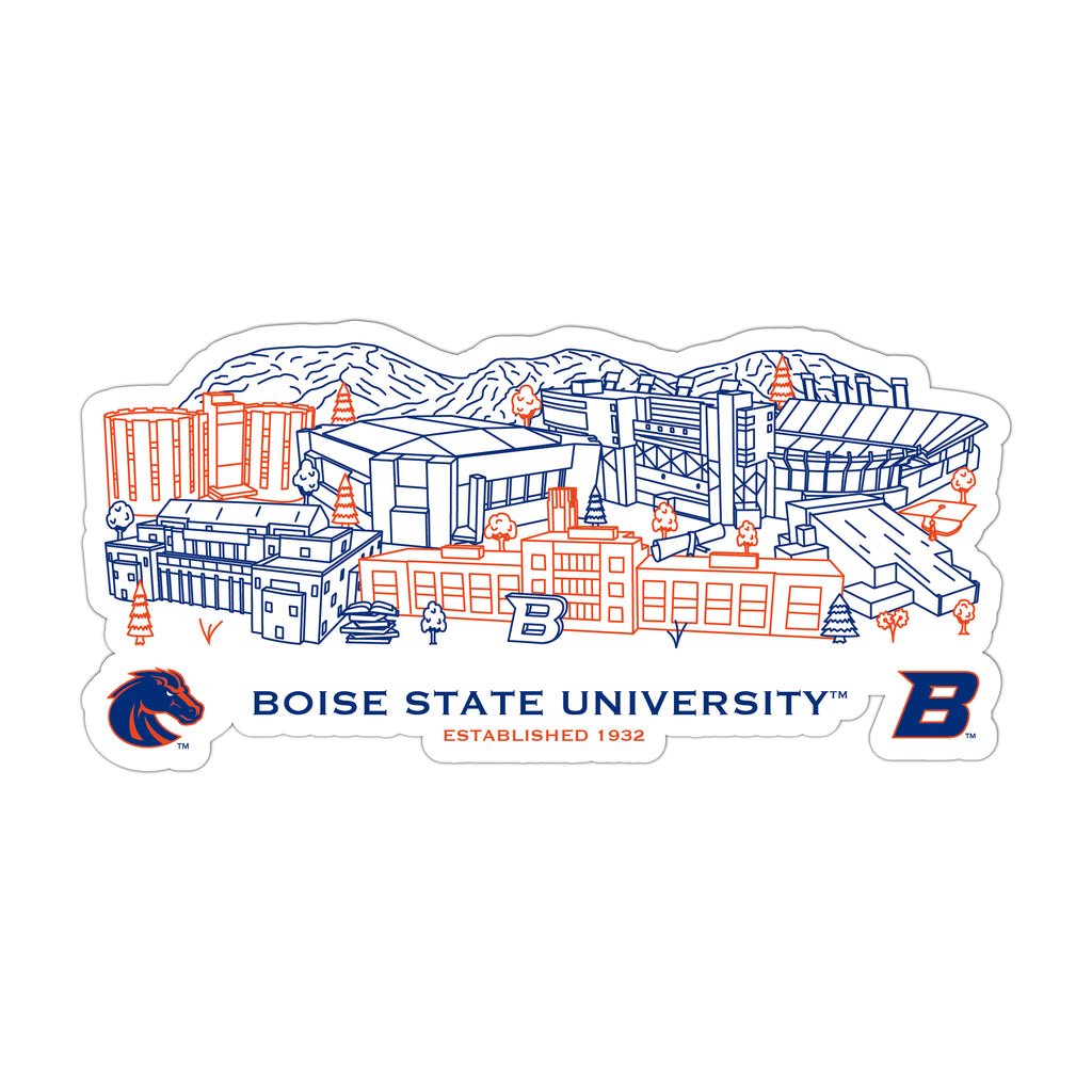 Boise State Broncos Campus Line Art Decal 4" x 6"