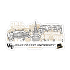 Wake Forest Demon Deacons Campus Line Art Decal 4" x 6"