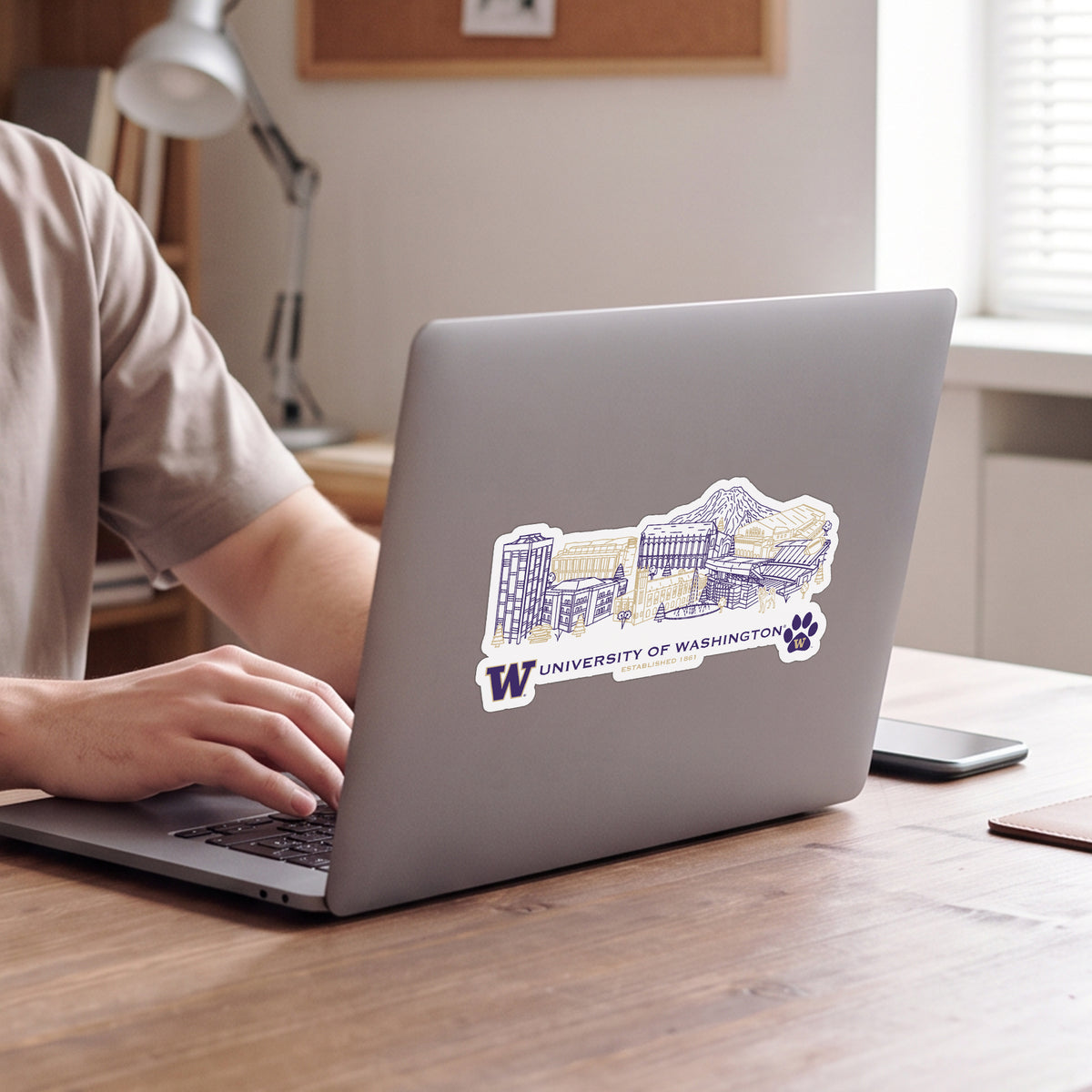 Washington Huskies Campus Line Art Decal 4" x 6"