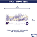 Washington Huskies Campus Line Art Decal 4" x 6"