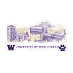 Washington Huskies Campus Line Art Decal 4" x 6"