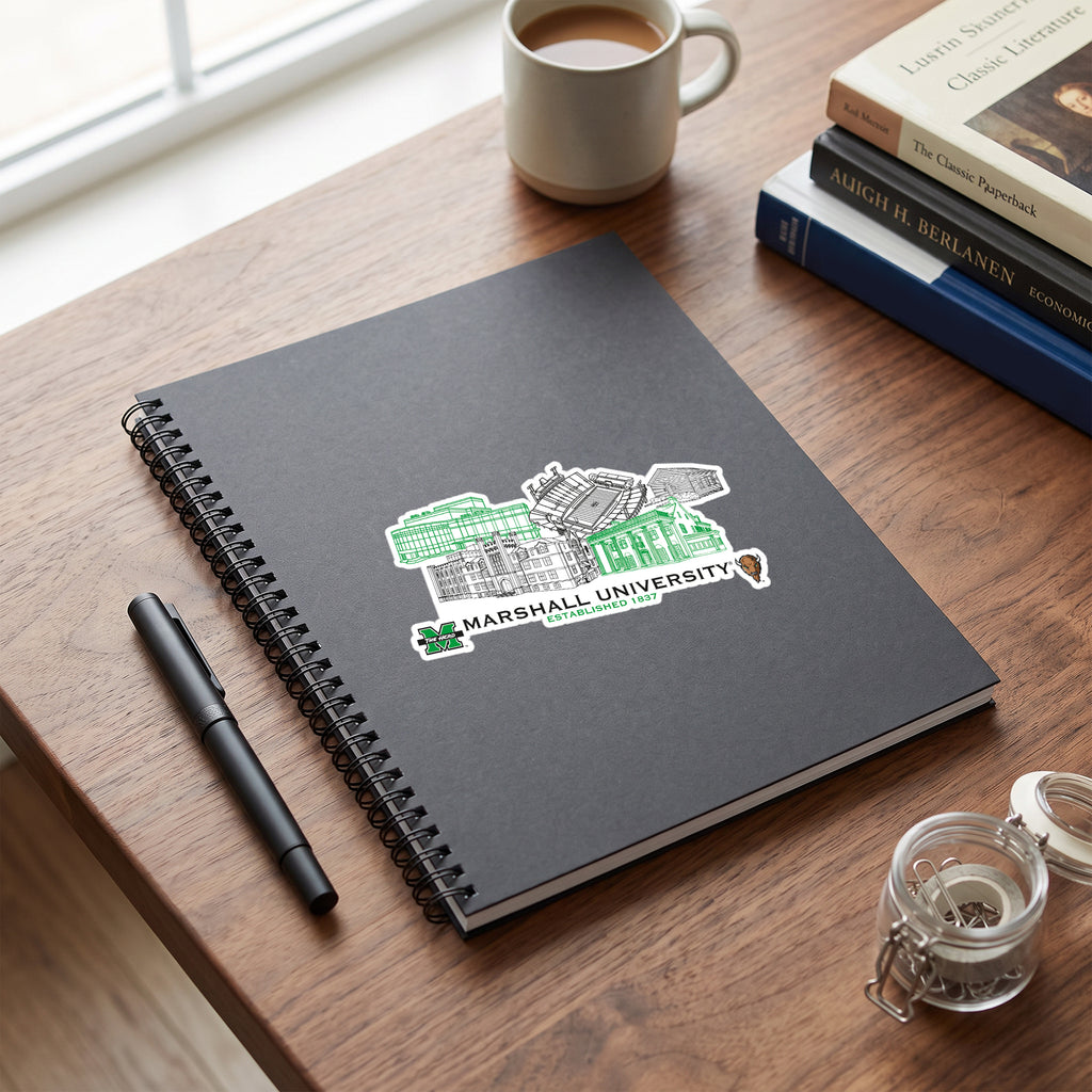 Marshall Thundering Herd Campus Line Art Decal 4" x 6"