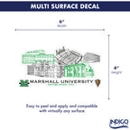 Marshall Thundering Herd Campus Line Art Decal 4" x 6"