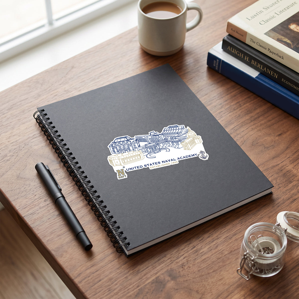 Navy Midshipmen Campus Line Art Decal 4" x 6"