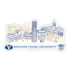 BYU Cougars Campus Line Art Decal 4" x 6"