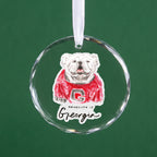 Georgia Bulldogs Mascot Clear Round Ornament by Laura Wilcox