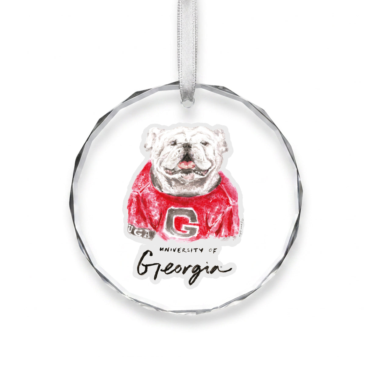 Georgia Bulldogs Mascot Clear Round Ornament by Laura Wilcox