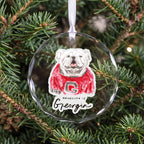 Georgia Bulldogs Mascot Clear Round Ornament by Laura Wilcox