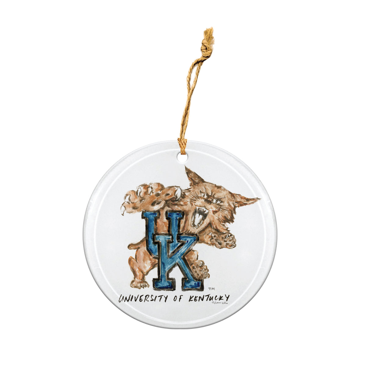 Kentucky Wildcats Mascot Round Ornament by Laura Wilcox