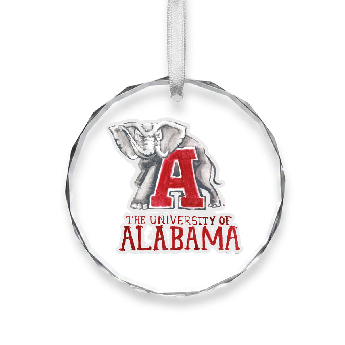 Alabama Crimson Tide Mascot Clear Round Ornament by Laura Wilcox