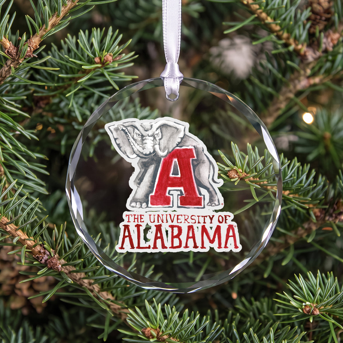 Alabama Crimson Tide Mascot Clear Round Ornament by Laura Wilcox
