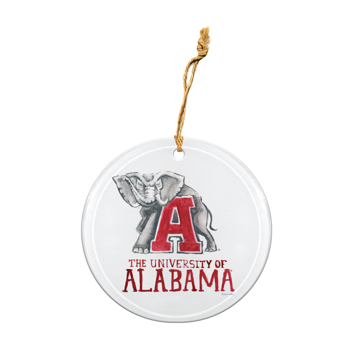 Alabama Crimson Tide Mascot Round Ornament by Laura Wilcox