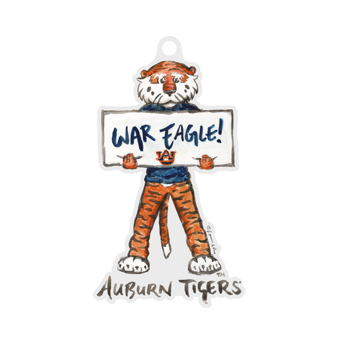 Auburn Tigers Mascot by Laura Wilcox Acrylic Ornament