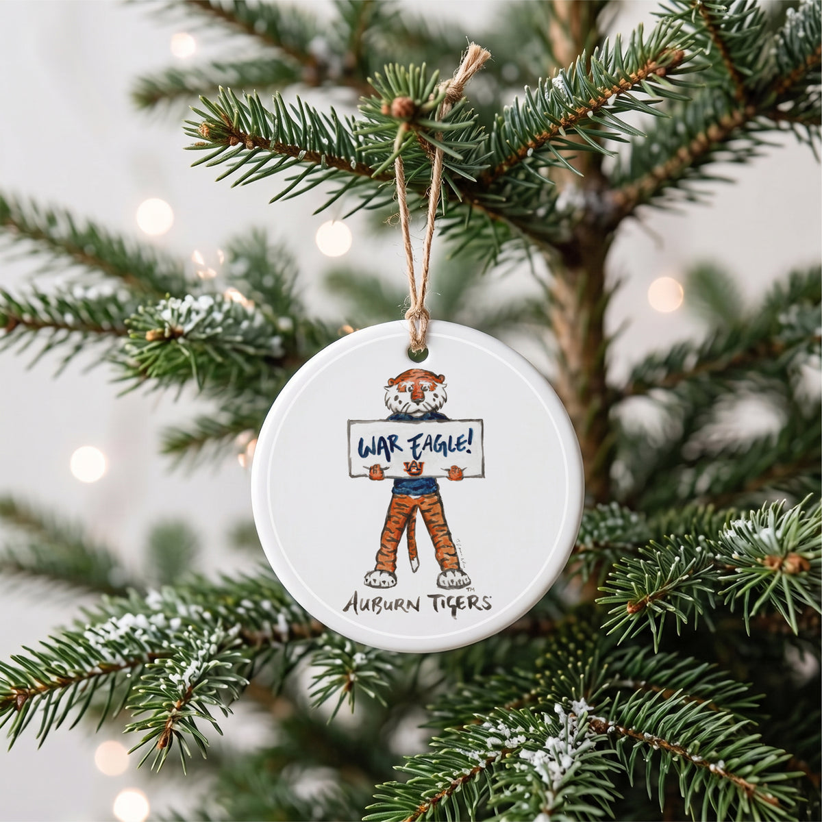 Auburn Tigers Mascot Round Ornament by Laura Wilcox