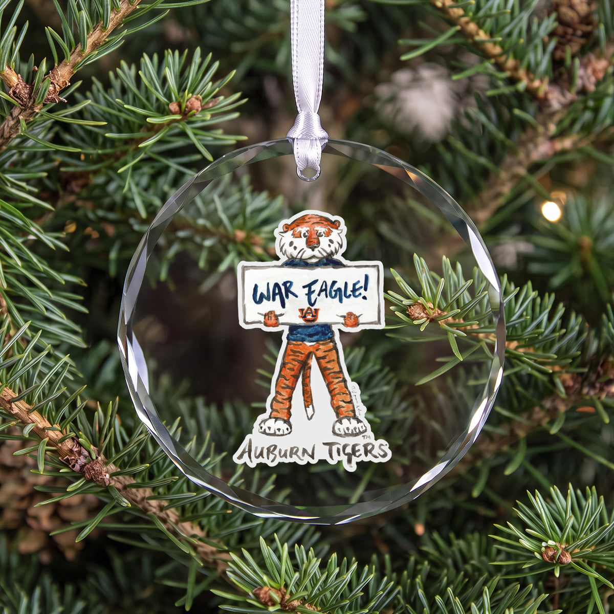 Auburn Tigers Mascot Clear Round Ornament by Laura Wilcox