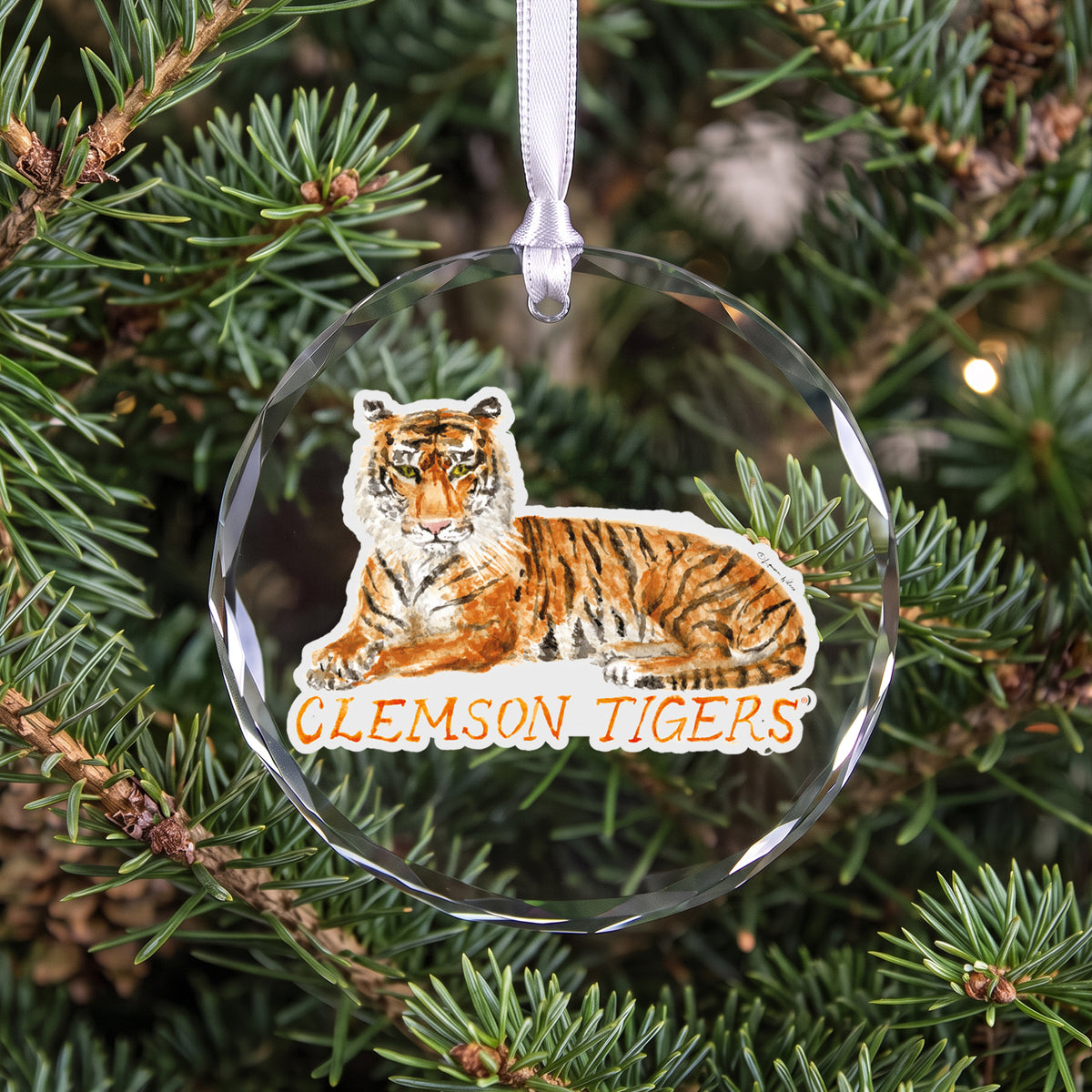 Clemson Tigers Mascot Clear Round Ornament by Laura Wilcox