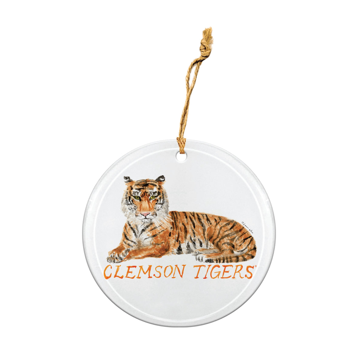Clemson Tigers Mascot Round Ornament by Laura Wilcox