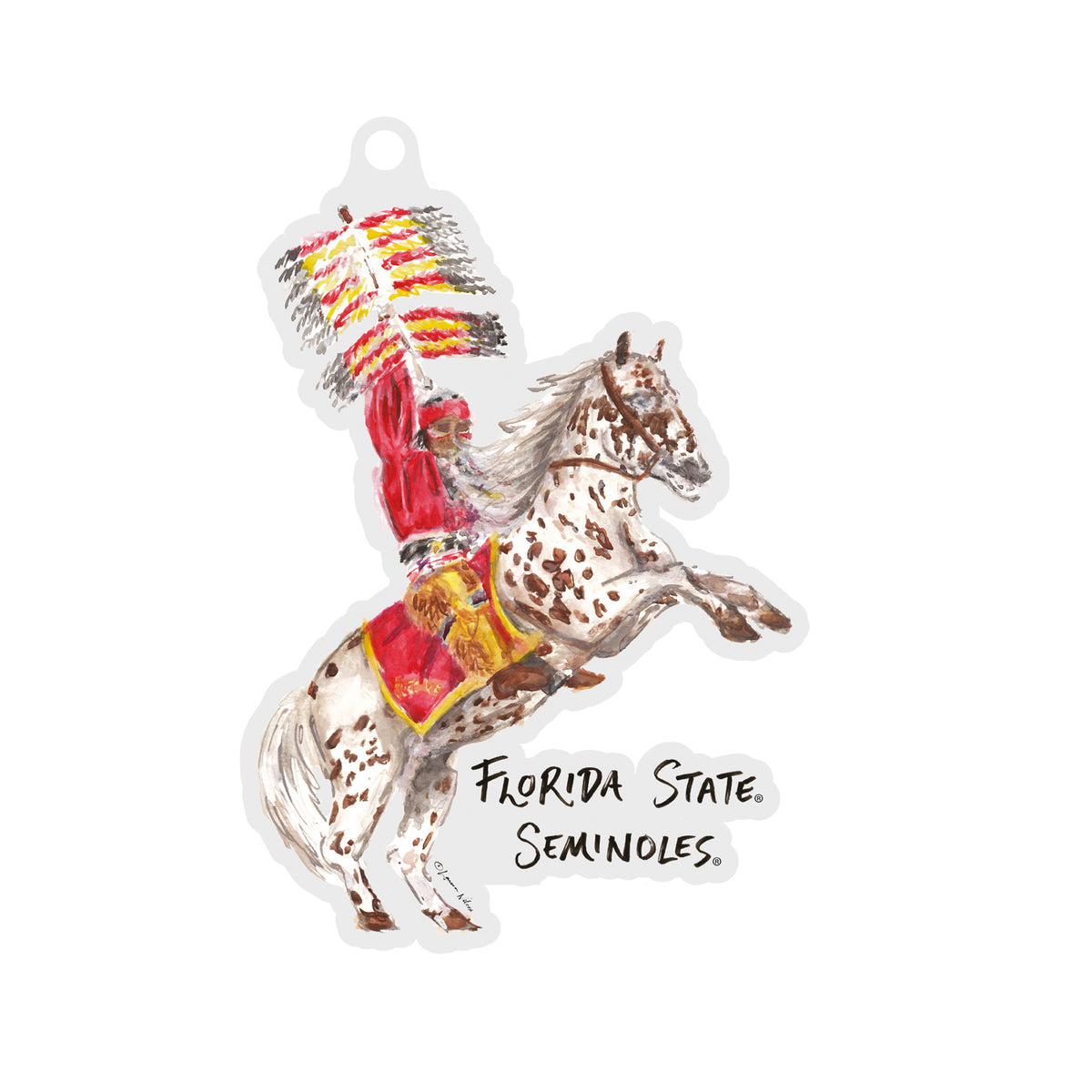 Florida State Seminoles Mascot Acrylic Ornament by Laura Wilcox