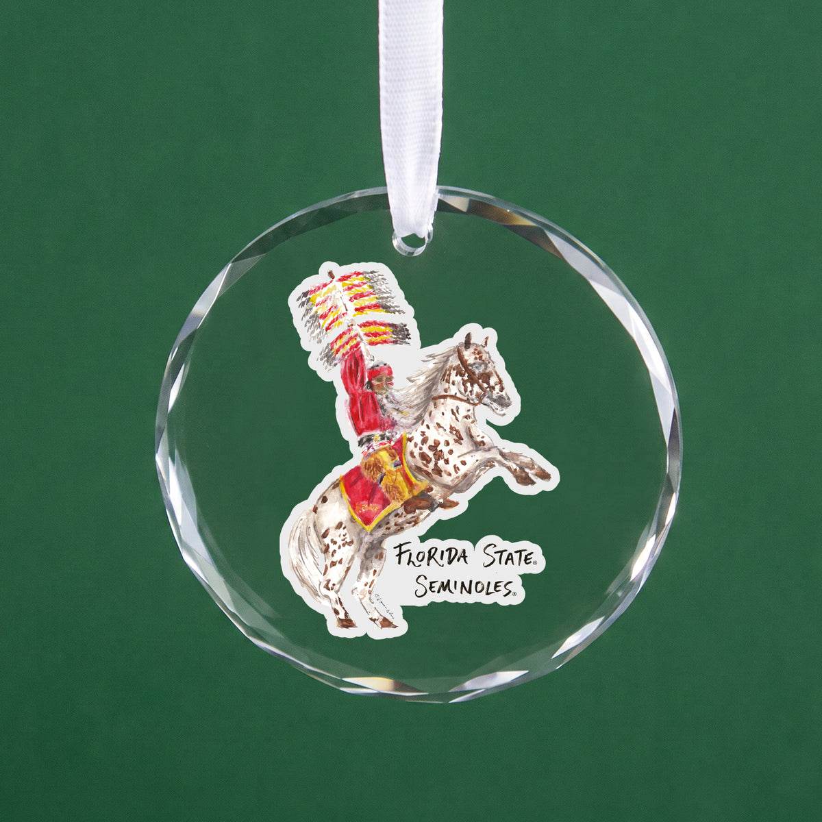 Florida State Seminoles Mascot Clear Round Ornament by Laura Wilcox