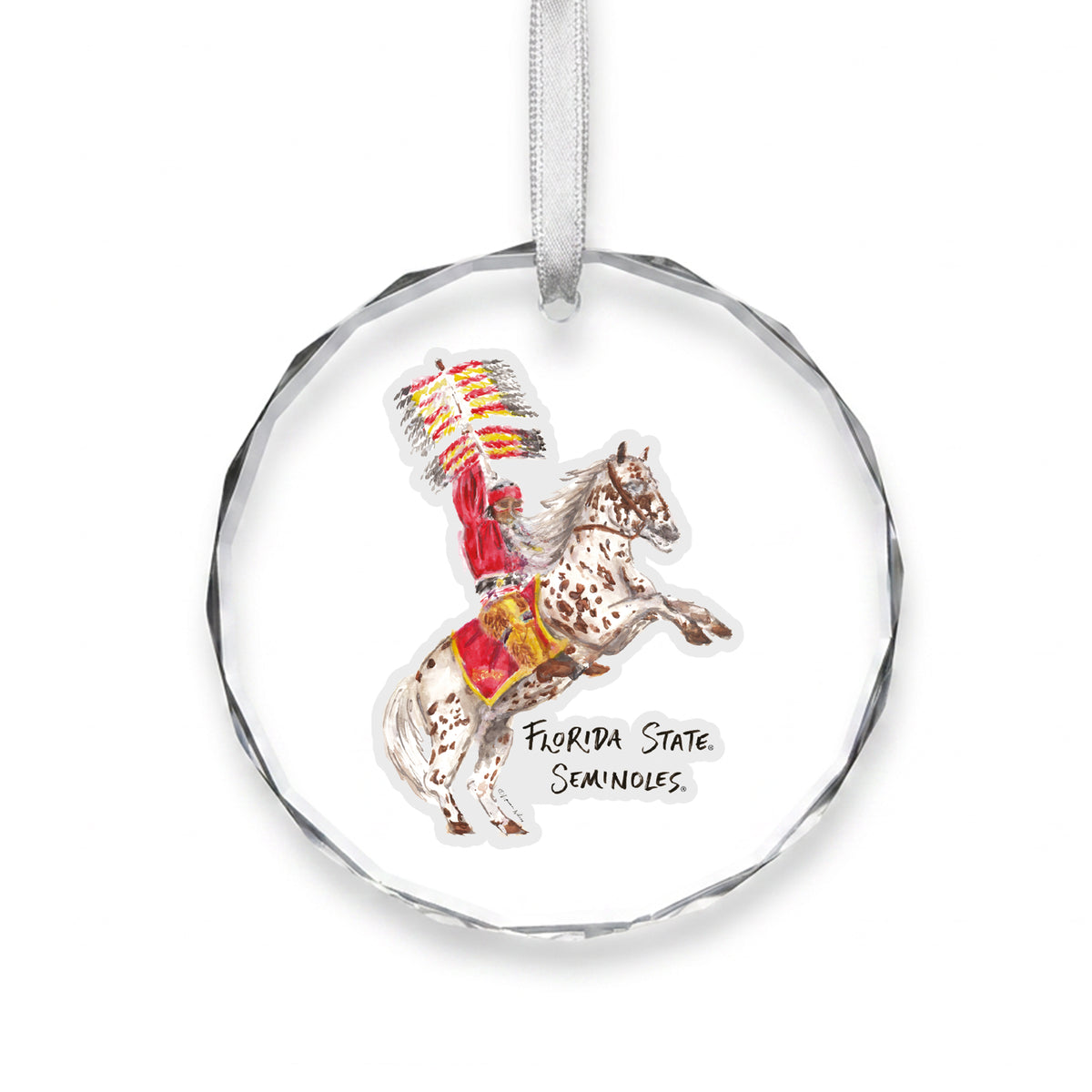 Florida State Seminoles Mascot Clear Round Ornament by Laura Wilcox