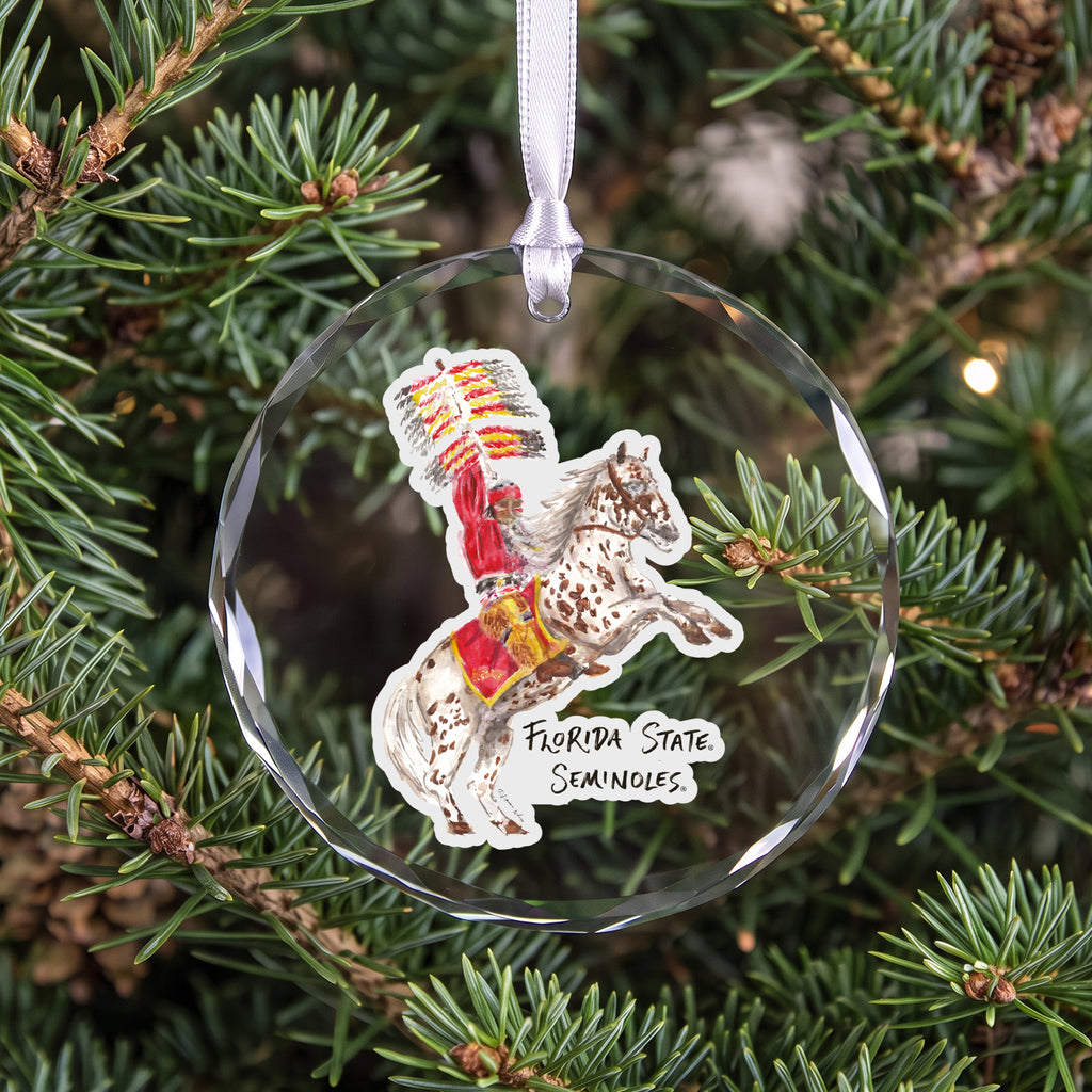 Florida State Seminoles Mascot Clear Round Ornament by Laura Wilcox