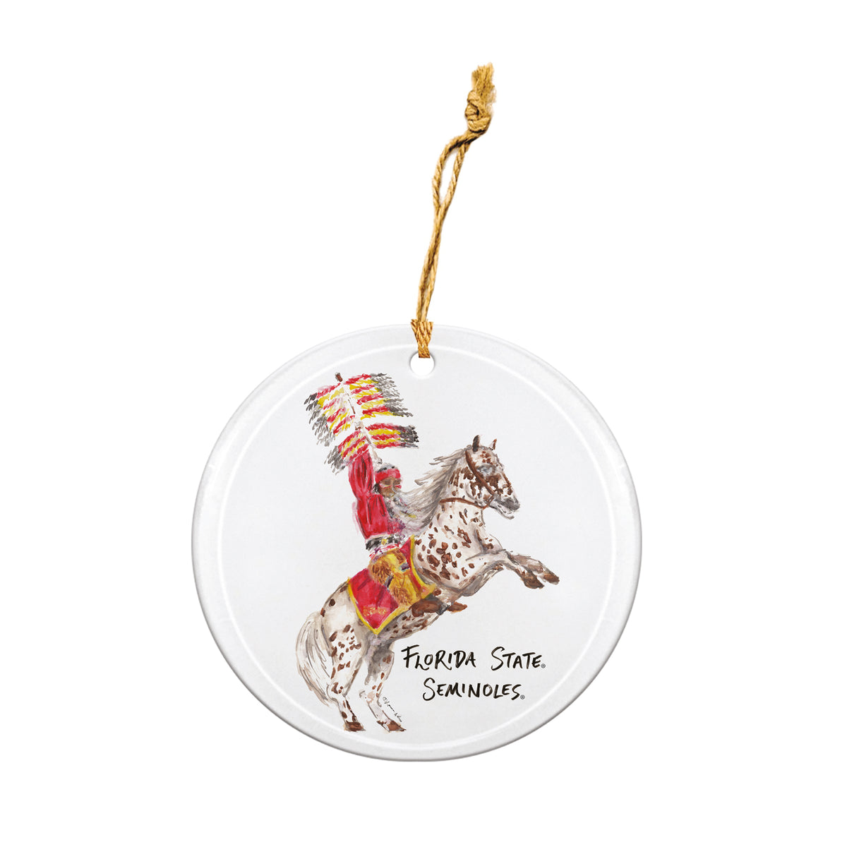 Florida State Seminoles Mascot Round Ornament by Laura Wilcox