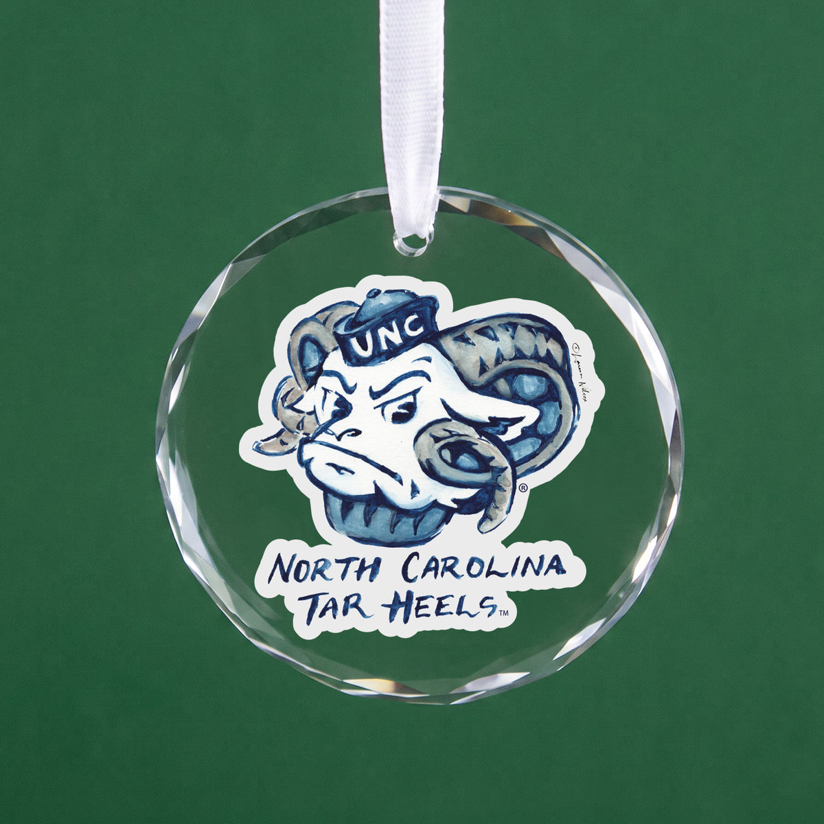 North Carolina Tar Heels Mascot Clear Round Ornament by Laura Wilcox