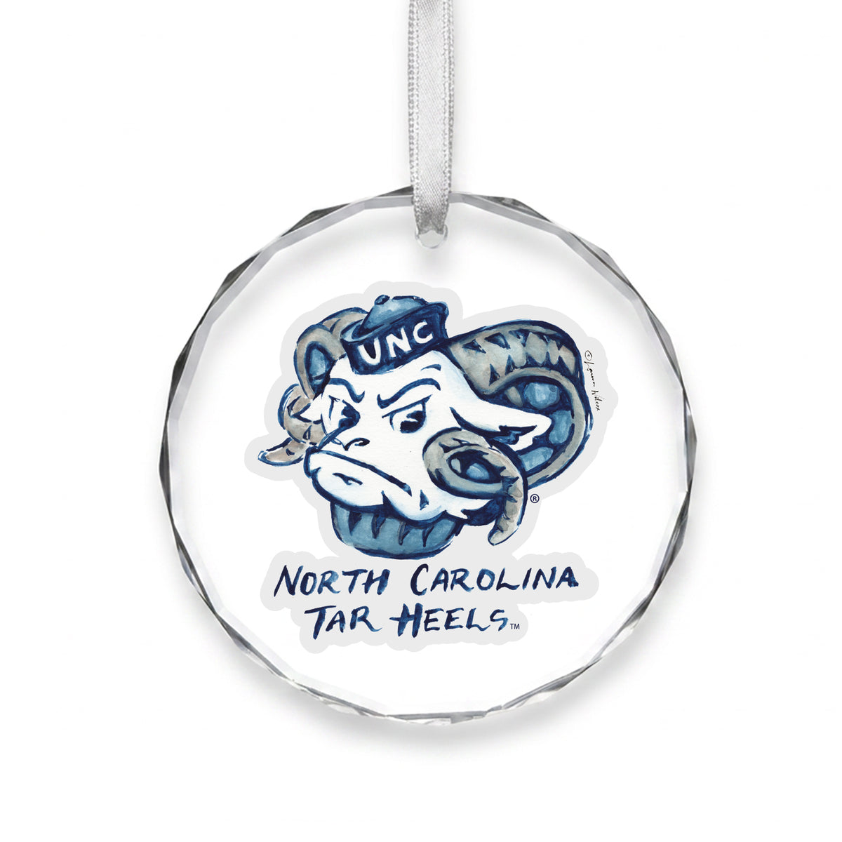North Carolina Tar Heels Mascot Clear Round Ornament by Laura Wilcox
