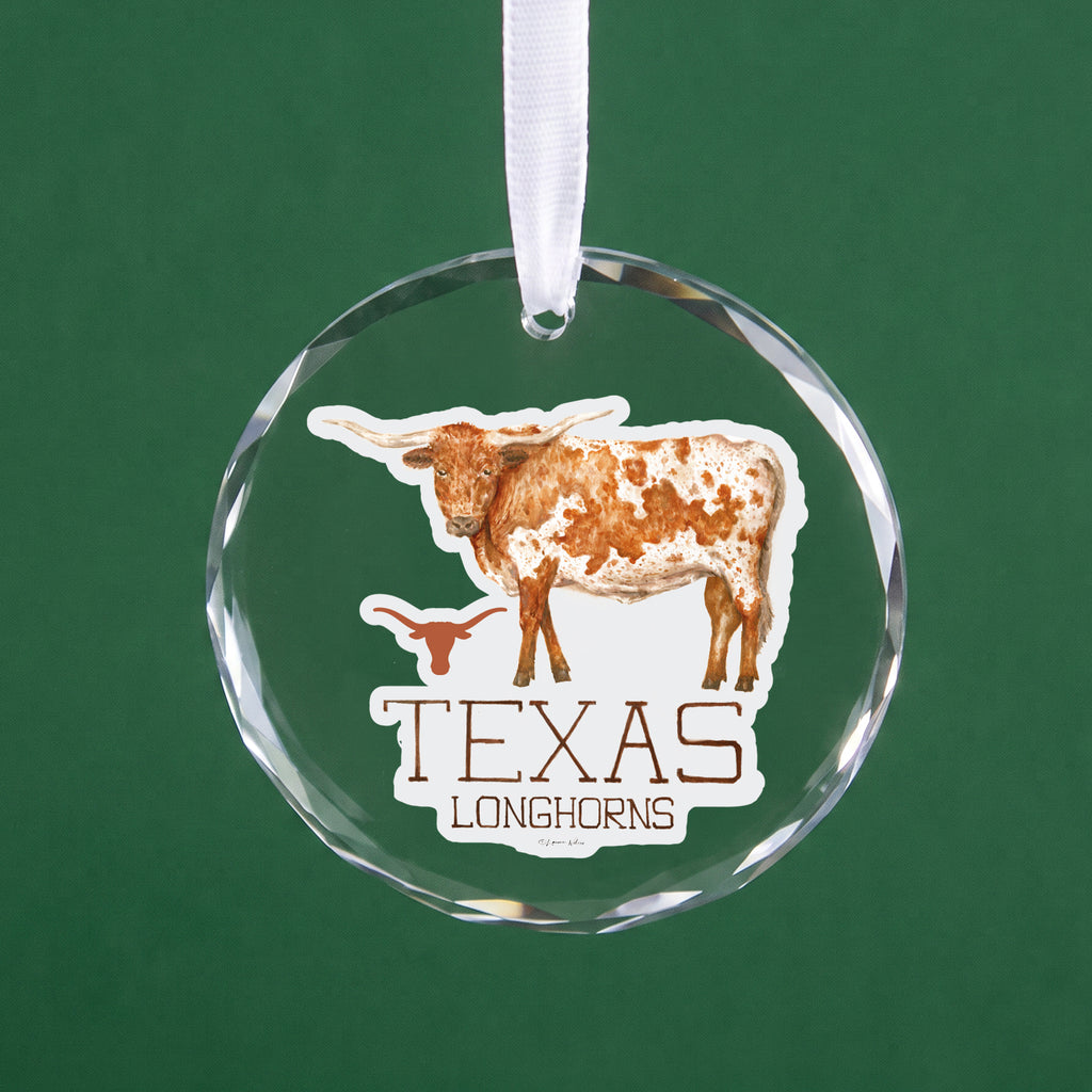 Texas Longhorns Mascot Clear Round Ornament by Laura Wilcox