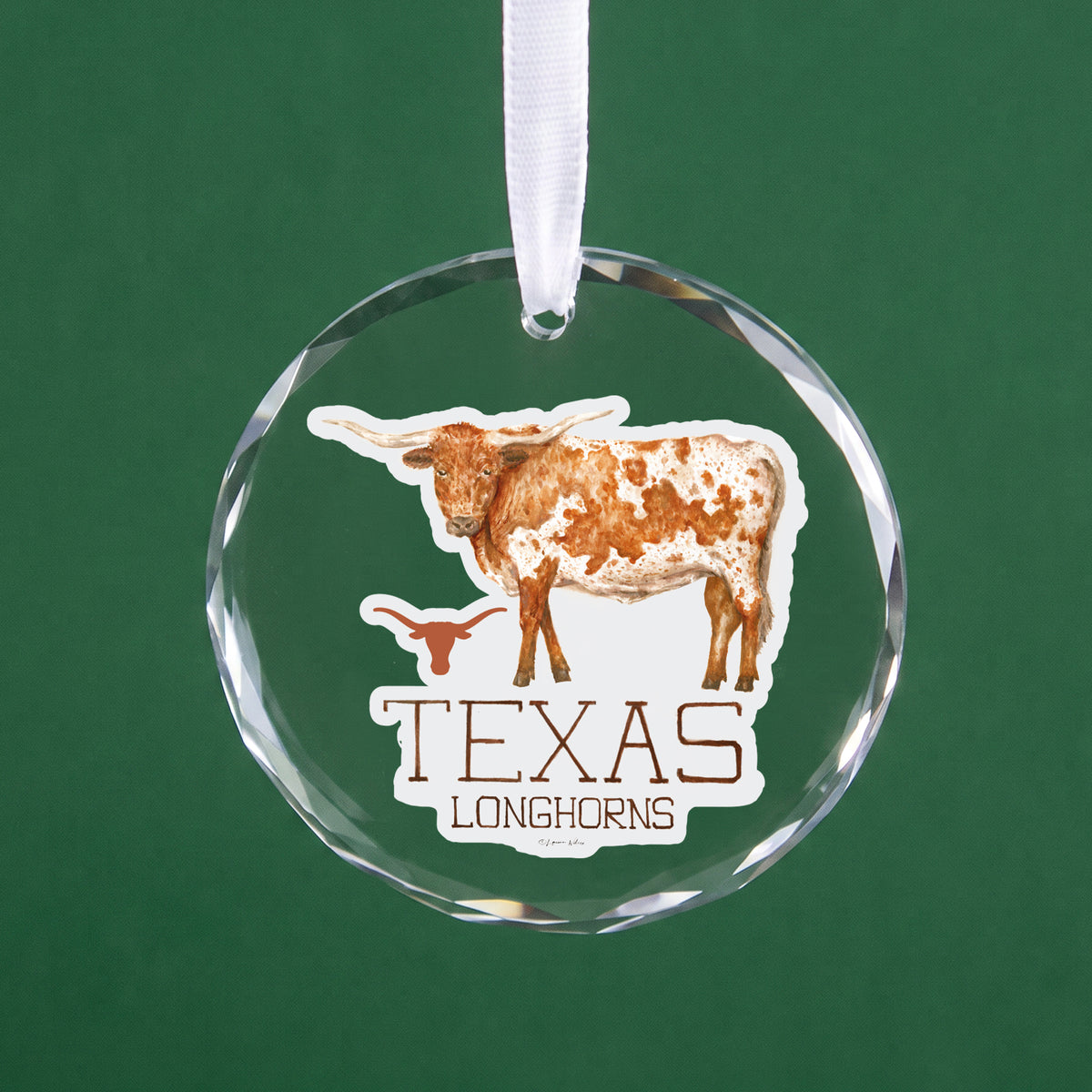 Texas Longhorns Mascot Clear Round Ornament by Laura Wilcox