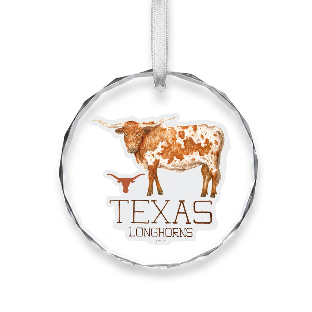Texas Longhorns Mascot Clear Round Ornament by Laura Wilcox