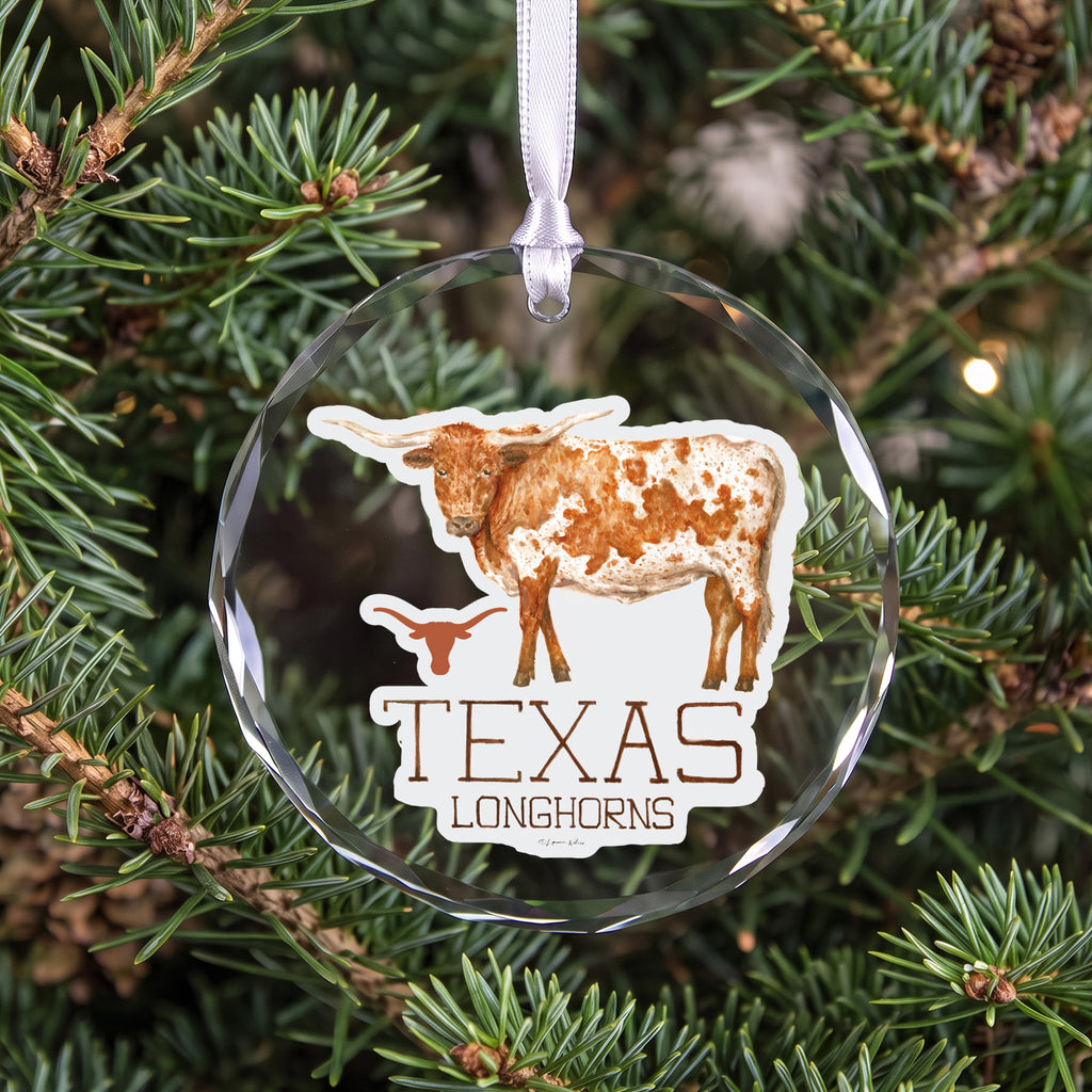 Texas Longhorns Mascot Clear Round Ornament by Laura Wilcox