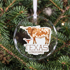 Texas Longhorns Mascot Clear Round Ornament by Laura Wilcox