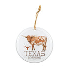 Texas Longhorns Mascot Round Ornament by Laura Wilcox
