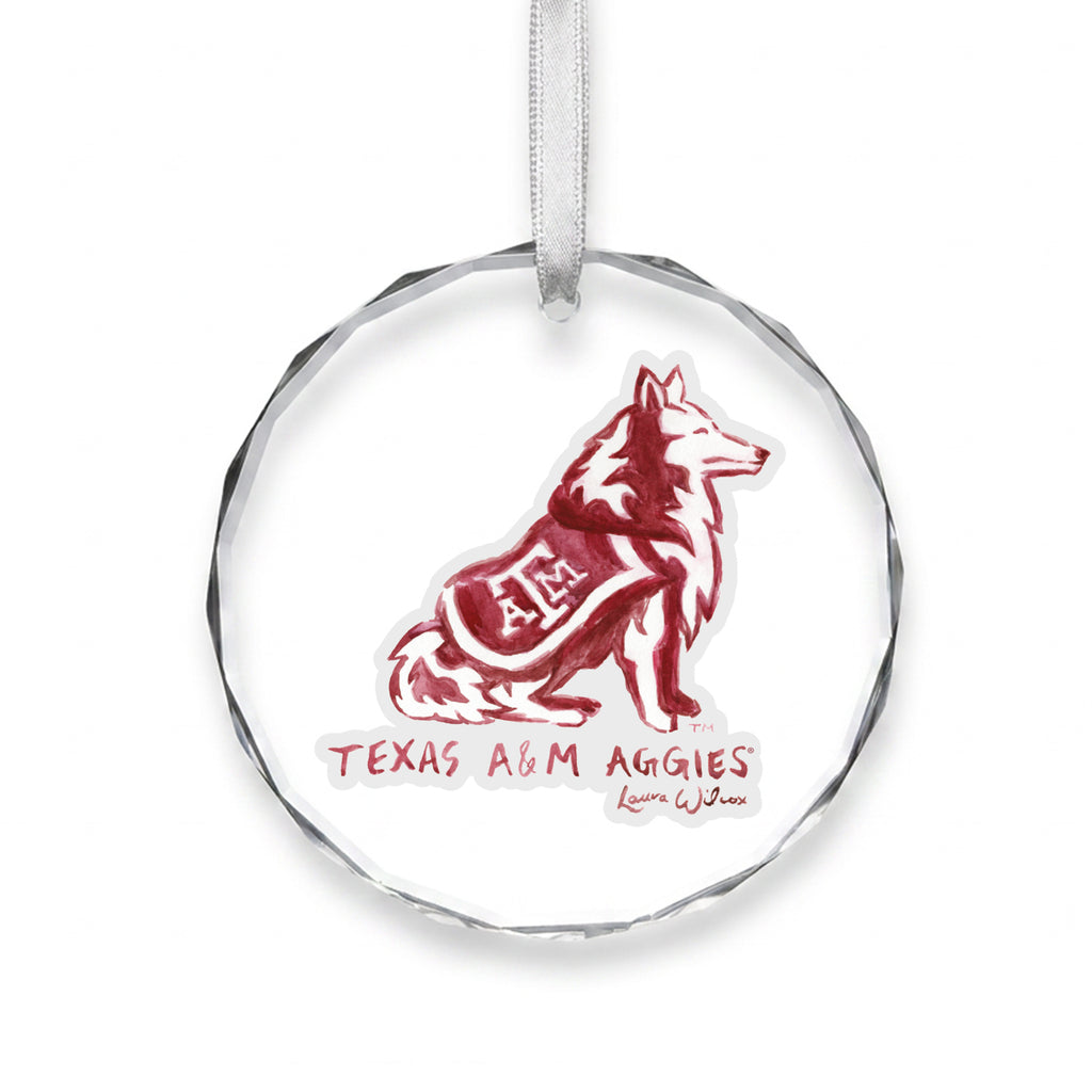 Texas A&M Aggies Mascot Clear Round Ornament by Laura Wilcox
