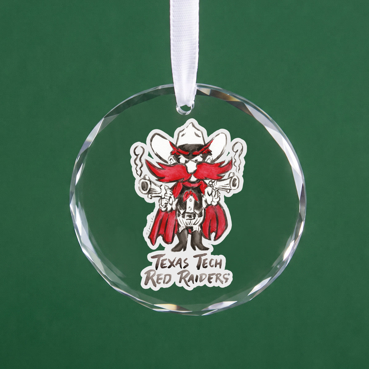 Texas Tech Red Raiders Mascot Clear Round Ornament by Laura Wilcox