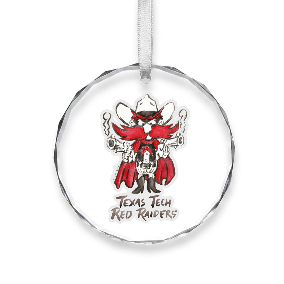 Texas Tech Red Raiders Mascot Clear Round Ornament by Laura Wilcox