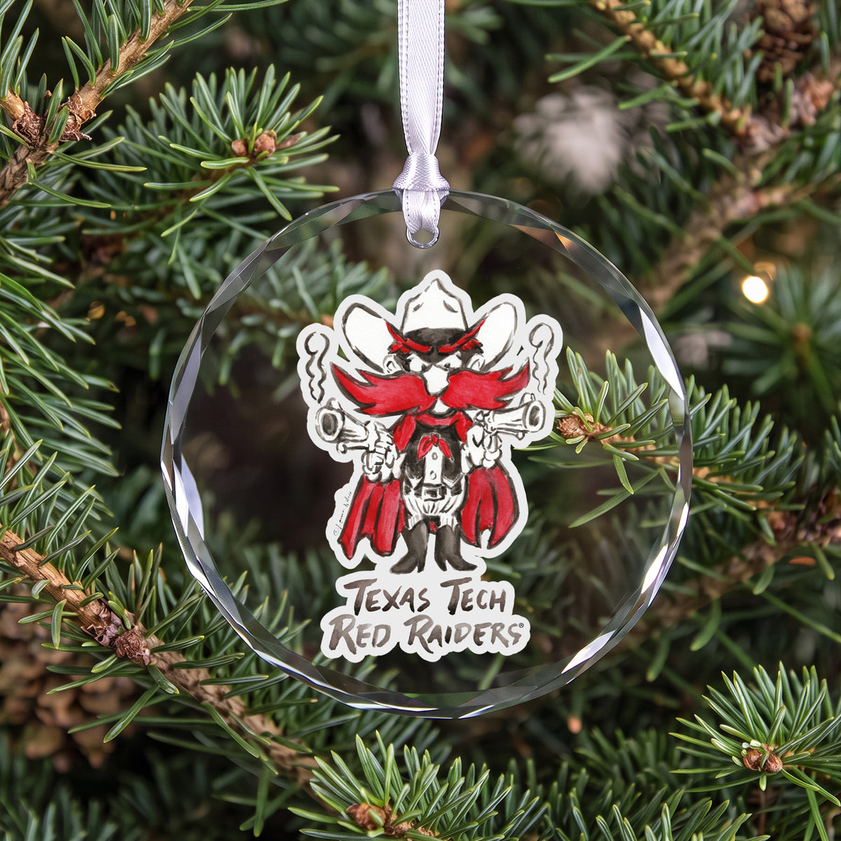 Texas Tech Red Raiders Mascot Clear Round Ornament by Laura Wilcox