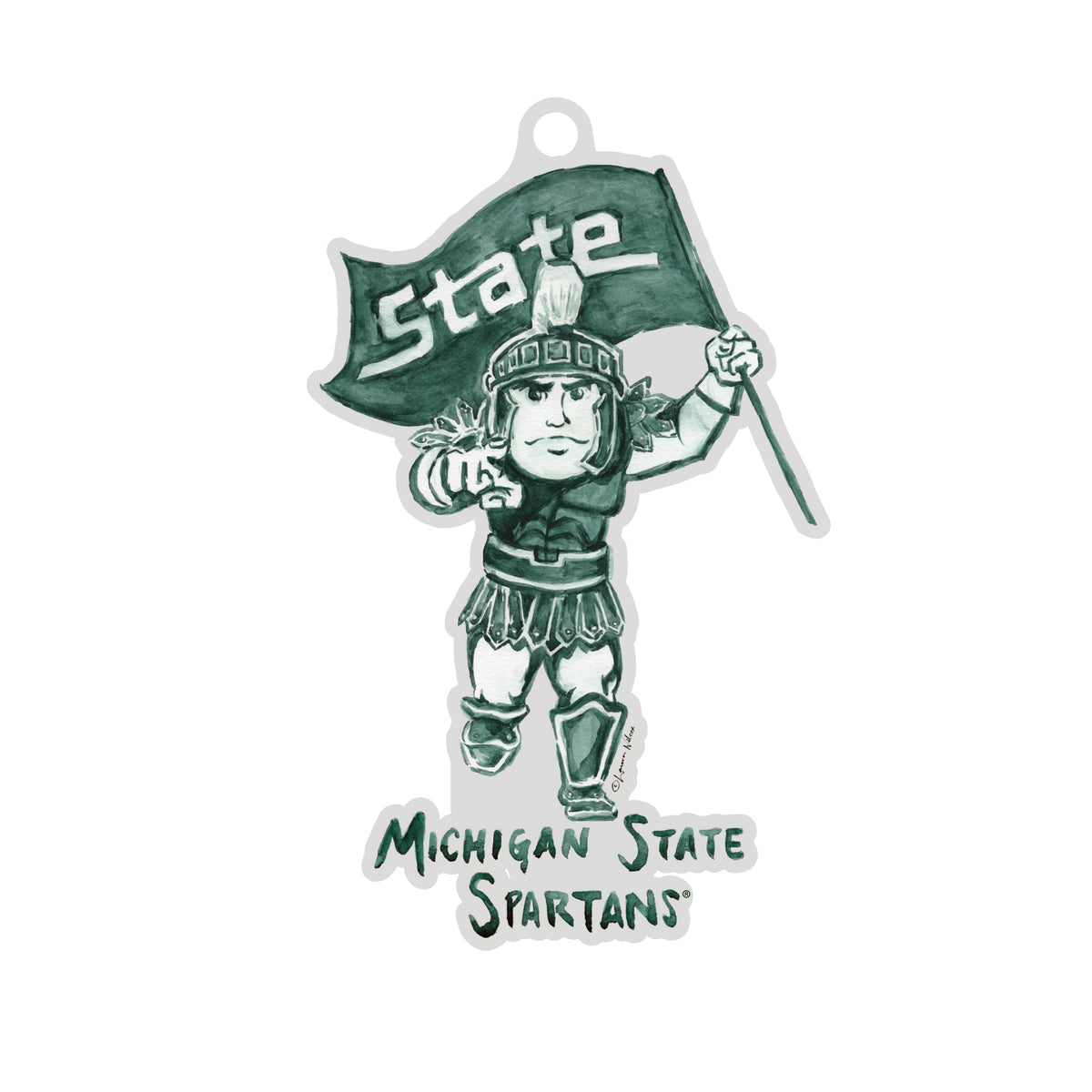 Michigan State Spartans Mascot Acrylic Ornament by Laura Wilcox