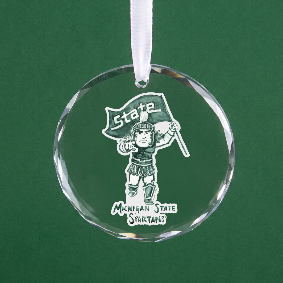 Michigan State Spartans Mascot Clear Round Ornament by Laura Wilcox